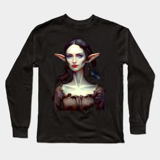 Dark Elf Woman fantasy Art Long Sleeve T-Shirt